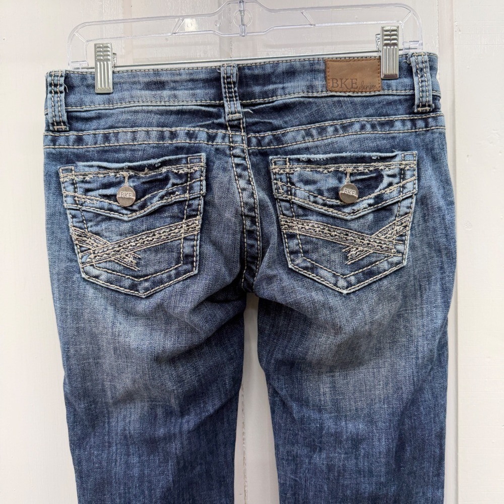 BKE Starlite Thick Stitch Straight Leg Denim Jeans Women's 27L 27 Long Tall Blue - Picture 4 of 8